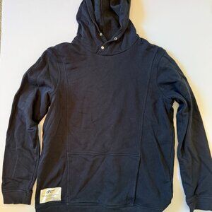 Asics Premium Hoodie Size Large Navy Black Snap Neck